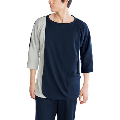 検診衣（プルオーバー型前開きタイプ） | ユニフォーム | 1枚 | 7035SK | ネイビー×グレー