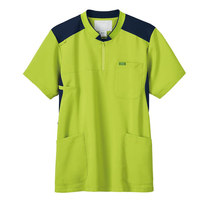 ジップアップスクラブ | 医療介護ユニフォーム | 1枚 | 7037SC | ライム×ダークネイビー