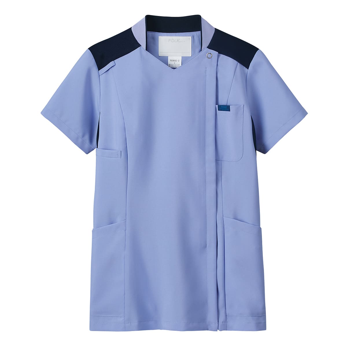 レディスジップスクラブ | 医療介護ユニフォーム | 1枚 | 7038SC | サックス×ダークネイビー