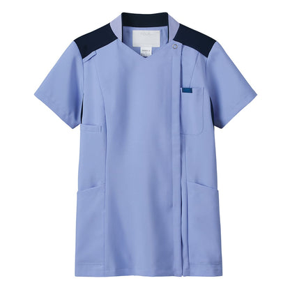 レディスジップスクラブ | 医療介護ユニフォーム | 1枚 | 7038SC | サックス×ダークネイビー