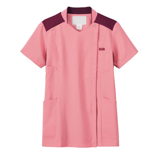 レディスジップスクラブ | 医療介護ユニフォーム | 1枚 | 7038SC | ピンク×バーガンディ