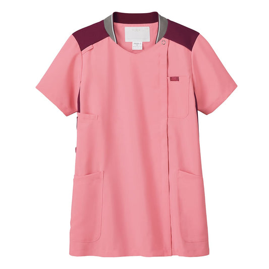 レディスジップスクラブ | 医療介護ユニフォーム | 1枚 | 7043SC | ピンク×バーガンディ