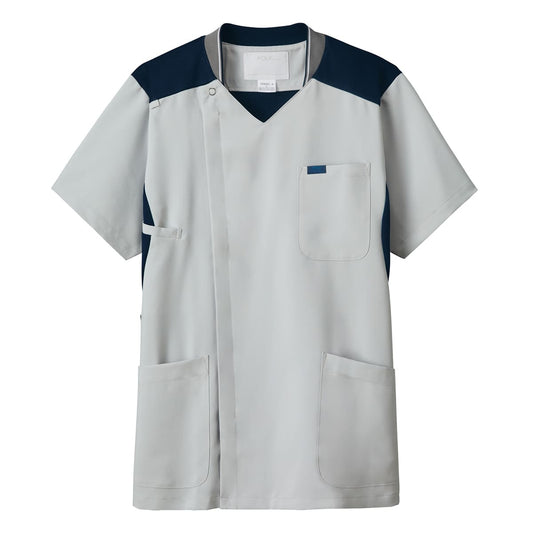 メンズジップスクラブ | 医療介護ユニフォーム | 1枚 | 7044SC | グレー×ダークネイビー