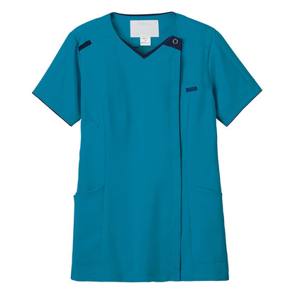レディスニットスクラブ | 医療介護ユニフォーム | 1枚 | 7050SC | ターコイズ×ダークネイビー