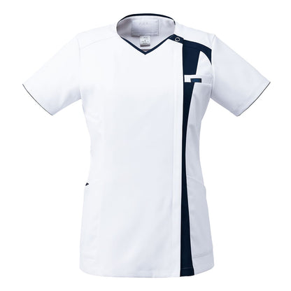 レディスジップスクラブ | 医療介護ユニフォーム | 1枚 | 7052SC | ホワイト×ダークネイビー