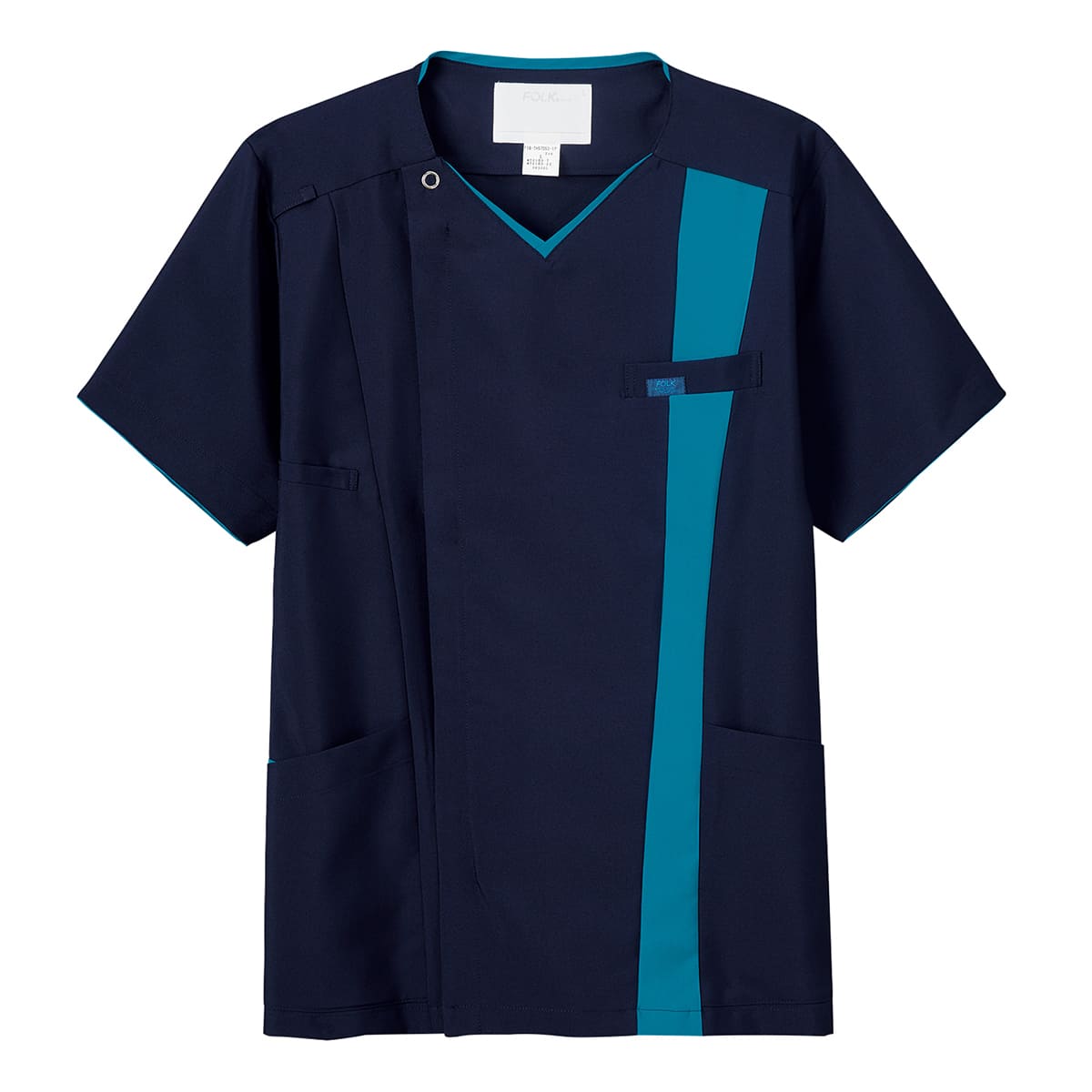 メンズジップスクラブ | 医療介護ユニフォーム | 1枚 | 7058SC | ダークネイビー×ターコイズ