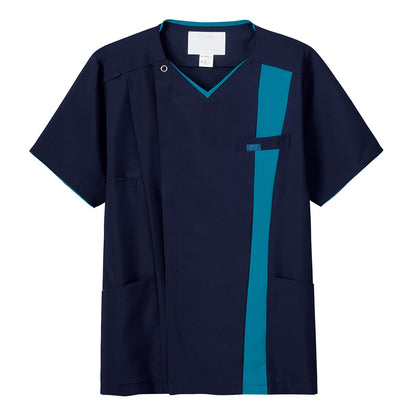 メンズジップスクラブ | 医療介護ユニフォーム | 1枚 | 7058SC | ダークネイビー×ターコイズ