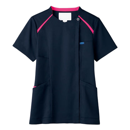 レディスジップスクラブ | 医療介護ユニフォーム | 1枚 | 7068SC | ダークネイビー×フュクシャローズ