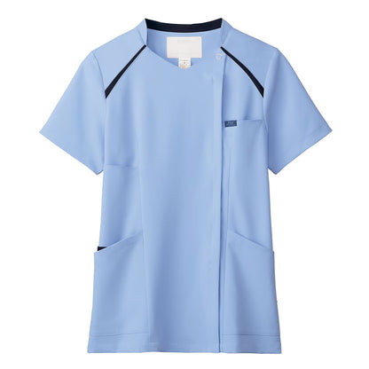 レディスジップスクラブ | 医療介護ユニフォーム | 1枚 | 7068SC | スカイ×ダークネイビー