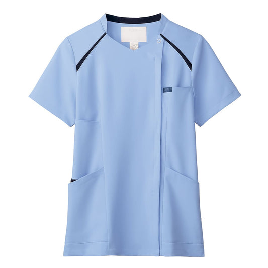 レディスジップスクラブ | 医療介護ユニフォーム | 1枚 | 7068SC | スカイ×ダークネイビー