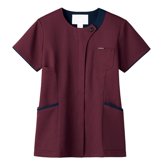 レディスジップスクラブ | 医療介護ユニフォーム | 1枚 | 7069SC | バーガンディ×ダークネイビー