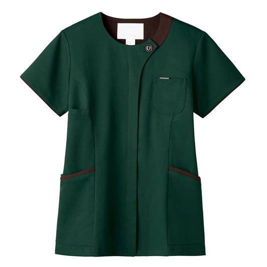 レディスジップスクラブ | 医療介護ユニフォーム | 1枚 | 7069SC | ビリジアン×ブラウン