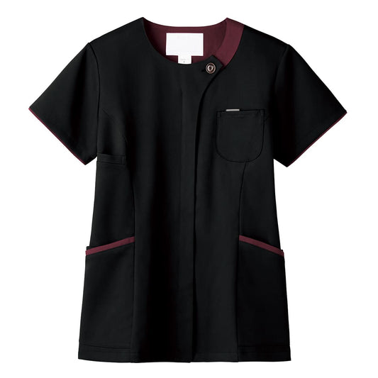 レディスジップスクラブ | 医療介護ユニフォーム | 1枚 | 7069SC | ブラック×バーガンディ