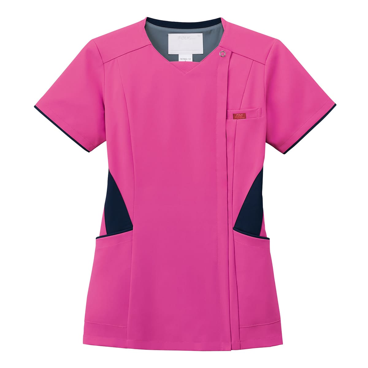 レディスジップスクラブ | 医療介護ユニフォーム | 1枚 | 7078SC | フクシャピンク×ダークネイビー