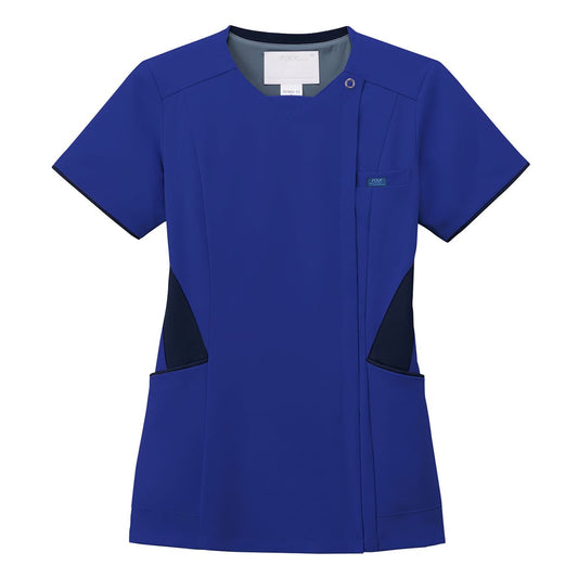 レディスジップスクラブ | 医療介護ユニフォーム | 1枚 | 7078SC | ミディアムブルー×ダークネイビー