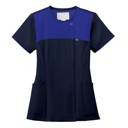レディスジップスクラブ | 医療介護ユニフォーム | 1枚 | 7079SC | ダークネイビー×ミディアムブルー