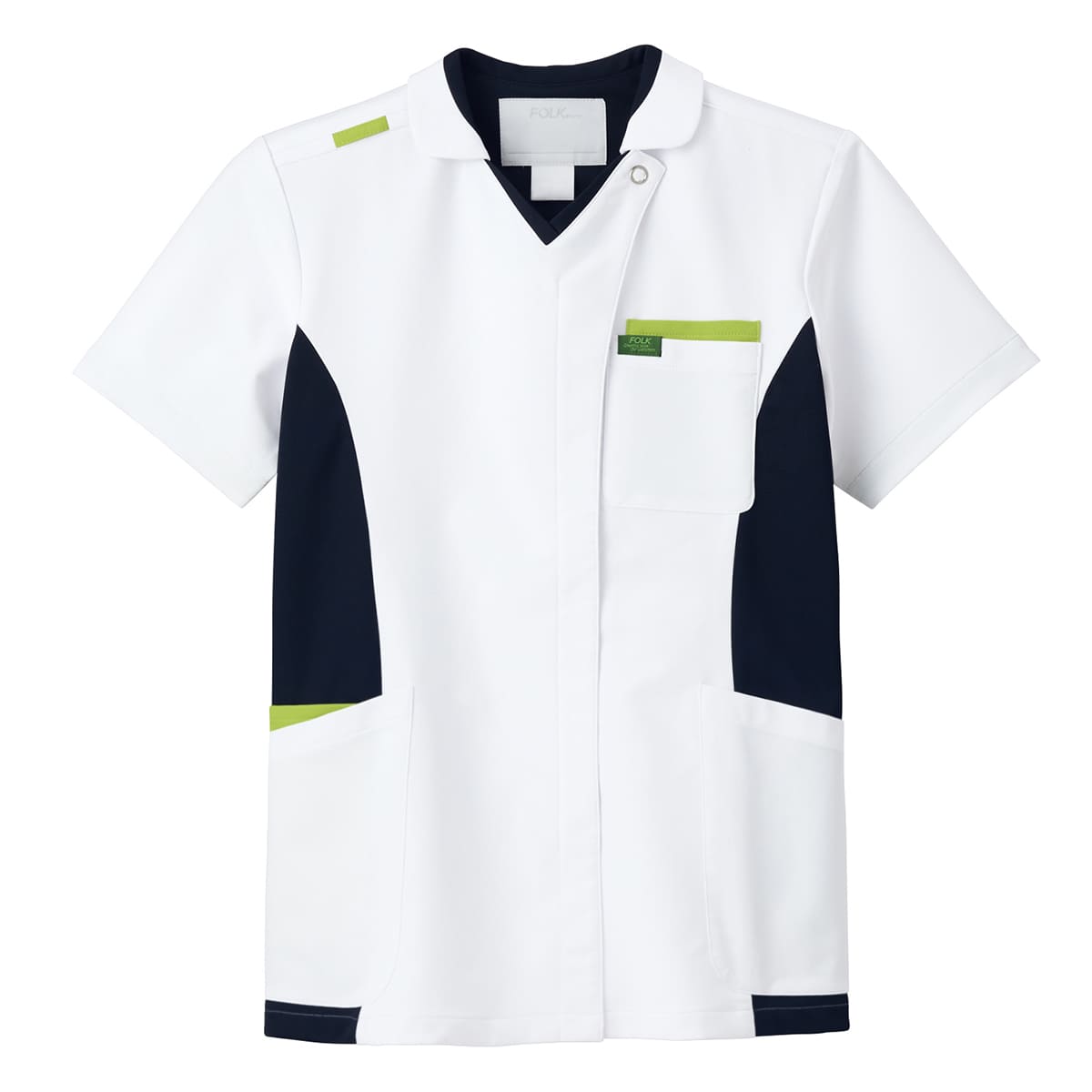 ジップスクラブ | 医療介護ユニフォーム | 1枚 | 7106SC | ホワイト×ライム