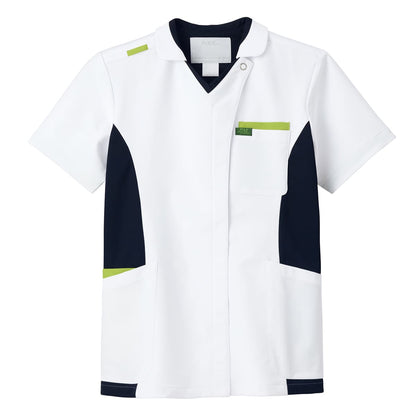 ジップスクラブ | 医療介護ユニフォーム | 1枚 | 7106SC | ホワイト×ライム