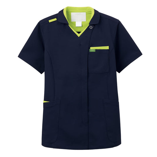 ジップスクラブ | 医療介護ユニフォーム | 1枚 | 7107SC | ダークネイビー×ライム