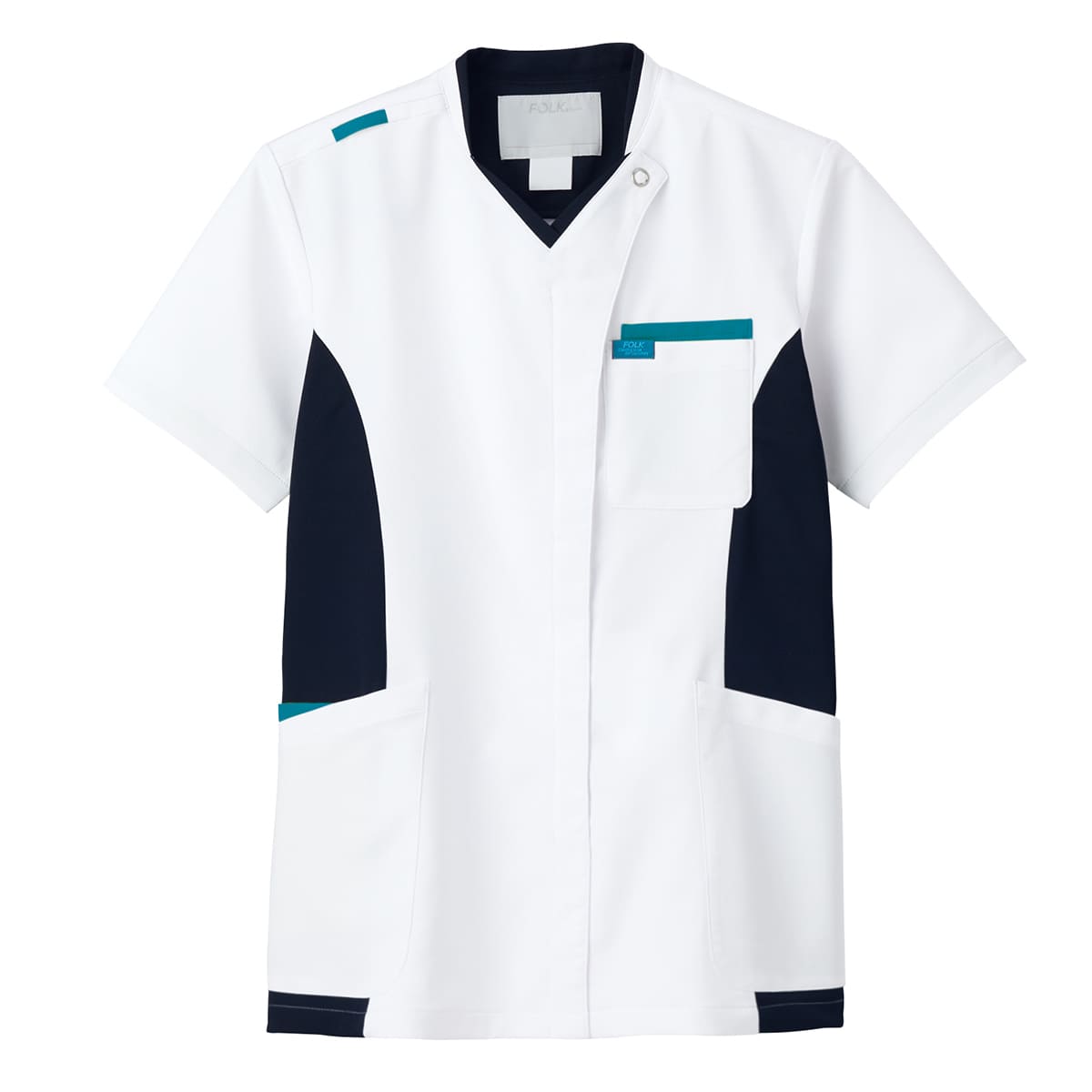 ジップスクラブ | 医療介護ユニフォーム | 1枚 | 7108SC | ホワイト×ターコイズ