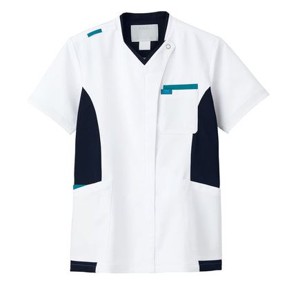 ジップスクラブ | 医療介護ユニフォーム | 1枚 | 7108SC | ホワイト×ターコイズ