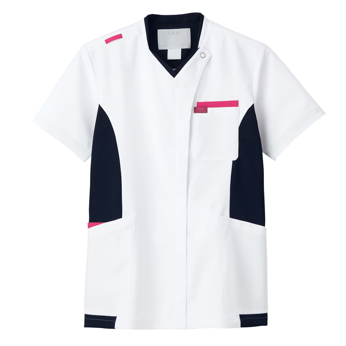 ジップスクラブ | 医療介護ユニフォーム | 1枚 | 7108SC | ホワイト×チェリーピンク