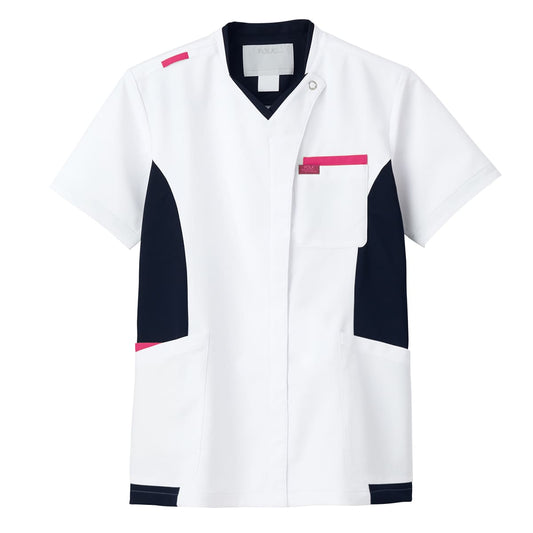 ジップスクラブ | 医療介護ユニフォーム | 1枚 | 7108SC | ホワイト×チェリーピンク