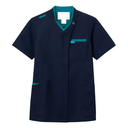 ジップスクラブ | 医療介護ユニフォーム | 1枚 | 7109SC | ダークネイビー×ターコイズ