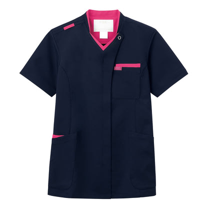 ジップスクラブ | 医療介護ユニフォーム | 1枚 | 7109SC | ダークネイビー×チェリーピンク