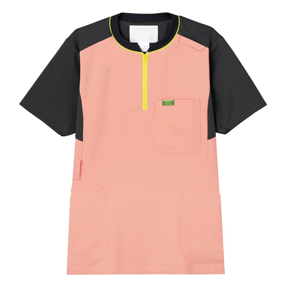 ジップアップスクラブ | 医療介護ユニフォーム | 1枚 | CK700 | ピーチ×チャコール