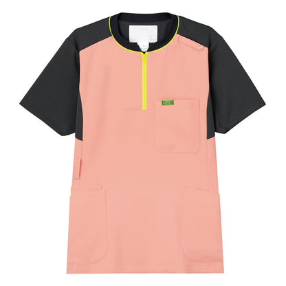 ジップアップスクラブ | 医療介護ユニフォーム | 1枚 | CK700 | ピーチ×チャコール