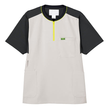 ジップアップスクラブ | 医療介護ユニフォーム | 1枚 | CK700 | ライトグレー×チャコール