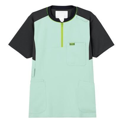 ジップアップスクラブ | 医療介護ユニフォーム | 1枚 | CK700 | パステルグリーン×チャコール