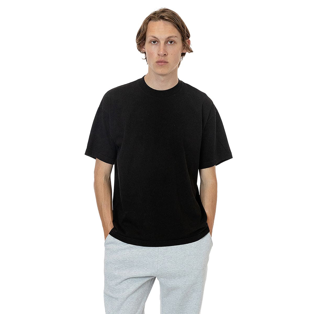 los angeles apparel S/S Grmnt Dye Crew Neck 6.5oz | メンズ | 1枚 | 1801GD | BLACK