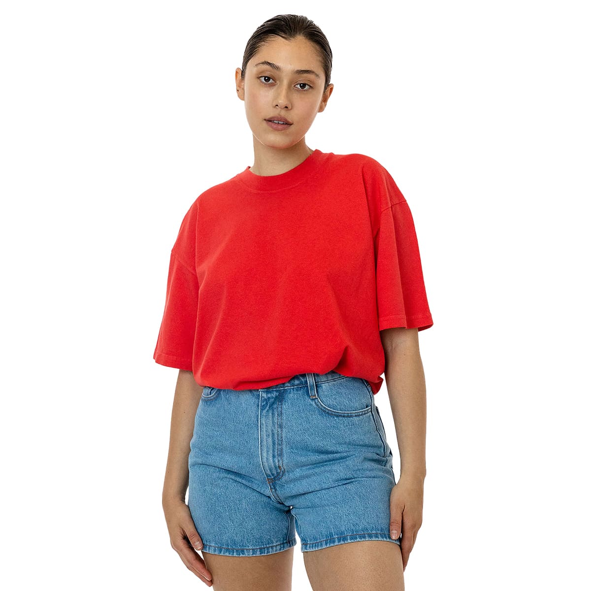 los angeles apparel S/S Grmnt Dye Crew Neck 6.5oz | メンズ | 1枚 | 1801GD | TOMATO