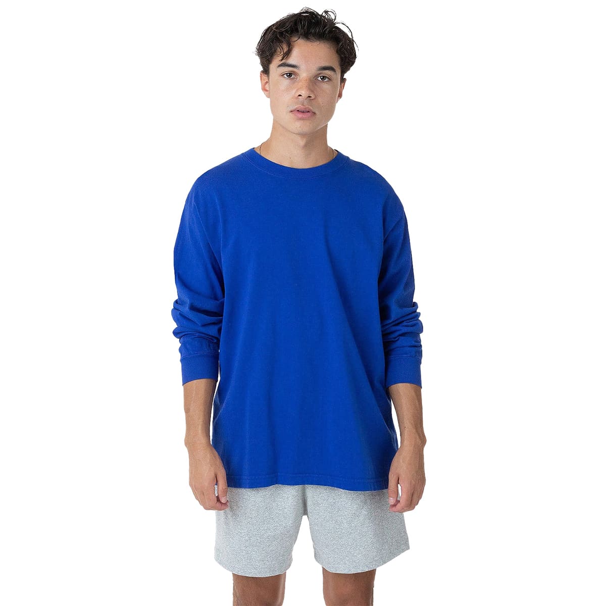 los angeles apparel S/S Grmnt Dye Crew Neck 6.5oz | メンズ | 1枚 | 1807GD | COBALT BLUE