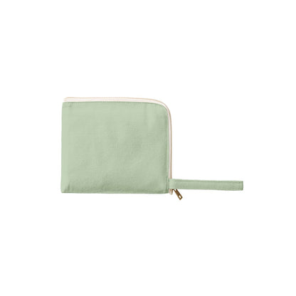 キャンバスL字ファスナーフラットポーチ(S) | ノベルティ(小物) | 1枚 | TP-0007 | オリーブ