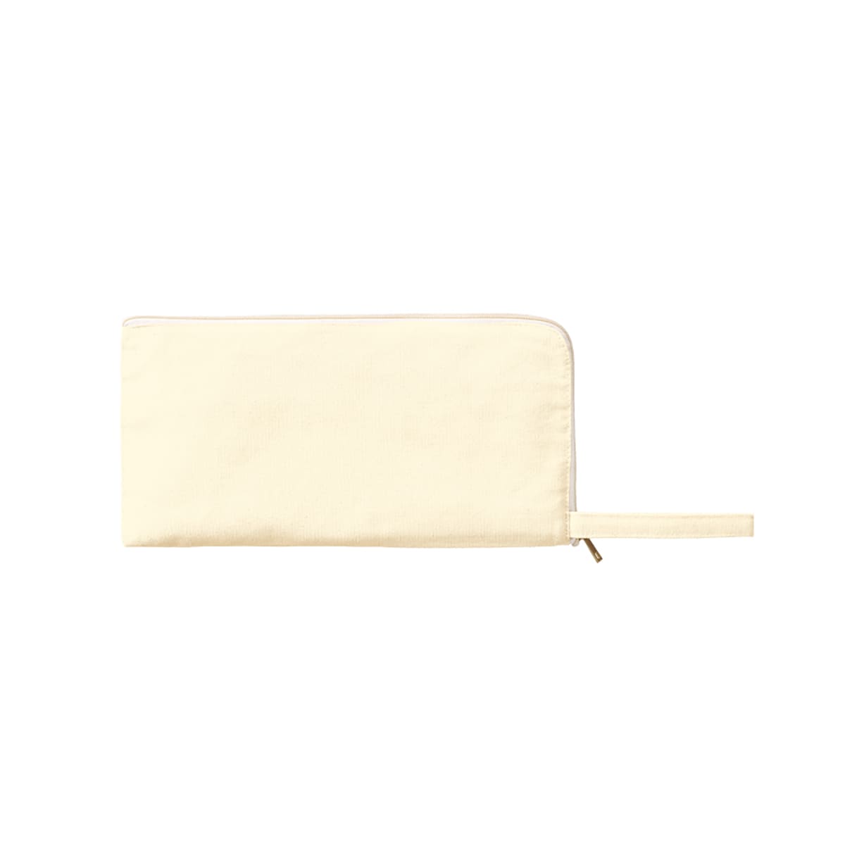 キャンバスL字ファスナーフラットポーチ(M) | ノベルティ(小物) | 1枚 | TP-0008 | ナチュラル