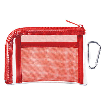 メッシュポケットクリアミニポーチ（カラビナ付） | ノベルティ(小物) | 1枚 | TP-0040 | レッド