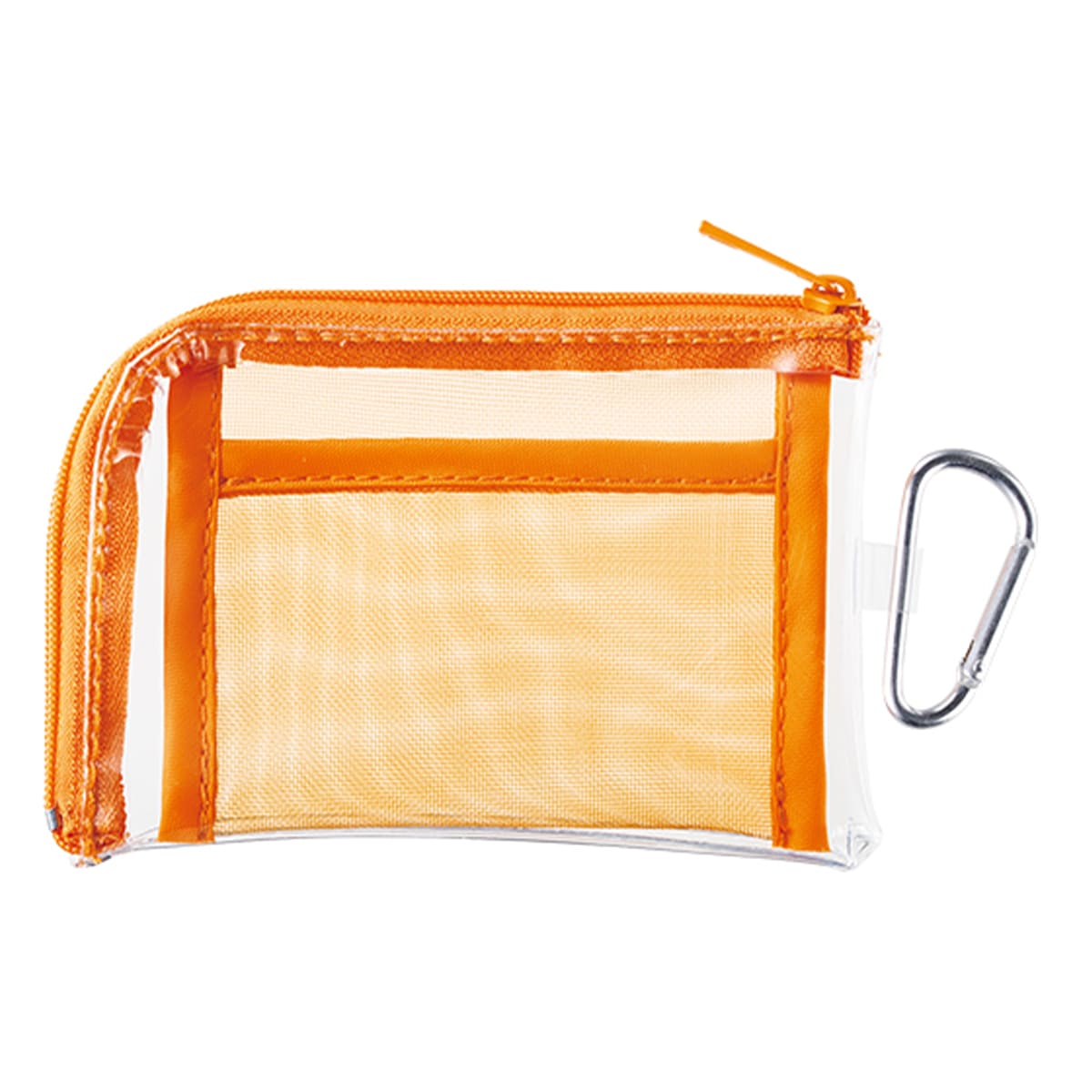 メッシュポケットクリアミニポーチ（カラビナ付） | ノベルティ(小物) | 1枚 | TP-0040 | オレンジ