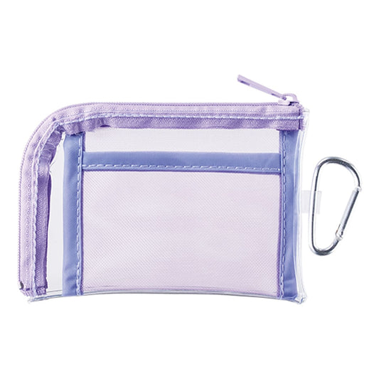 メッシュポケットクリアミニポーチ（カラビナ付） | ノベルティ(小物) | 1枚 | TP-0040 | パープル