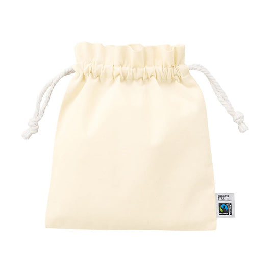 フェアトレードコットンフリル巾着（M） | ノベルティ(小物) | 1枚 | TP-0049 | ナチュラル