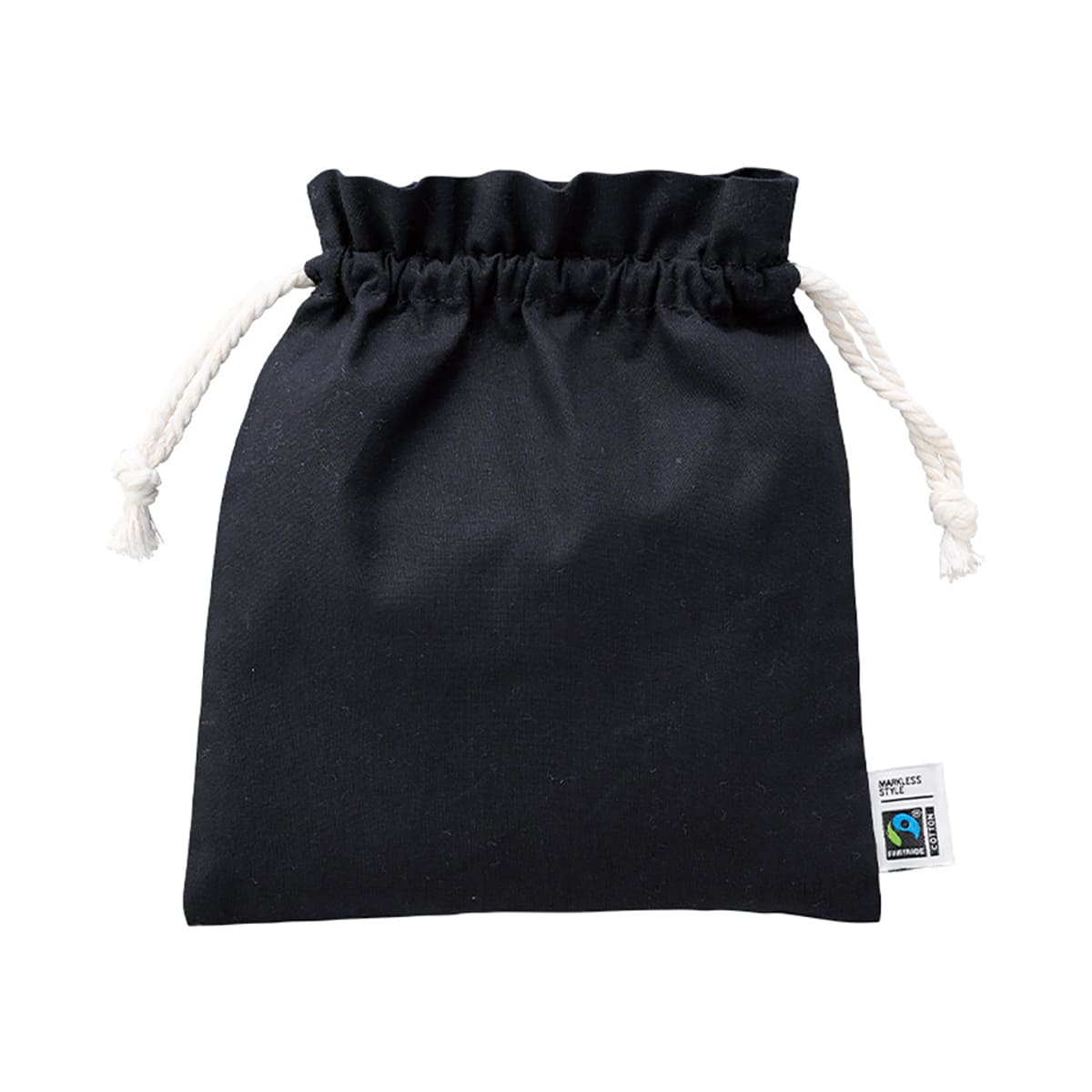 フェアトレードコットンフリル巾着（M） | ノベルティ(小物) | 1枚 | TP-0049 | ナイトブラック