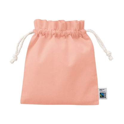 フェアトレードコットンフリル巾着（M） | ノベルティ(小物) | 1枚 | TP-0049 | スモークピンク