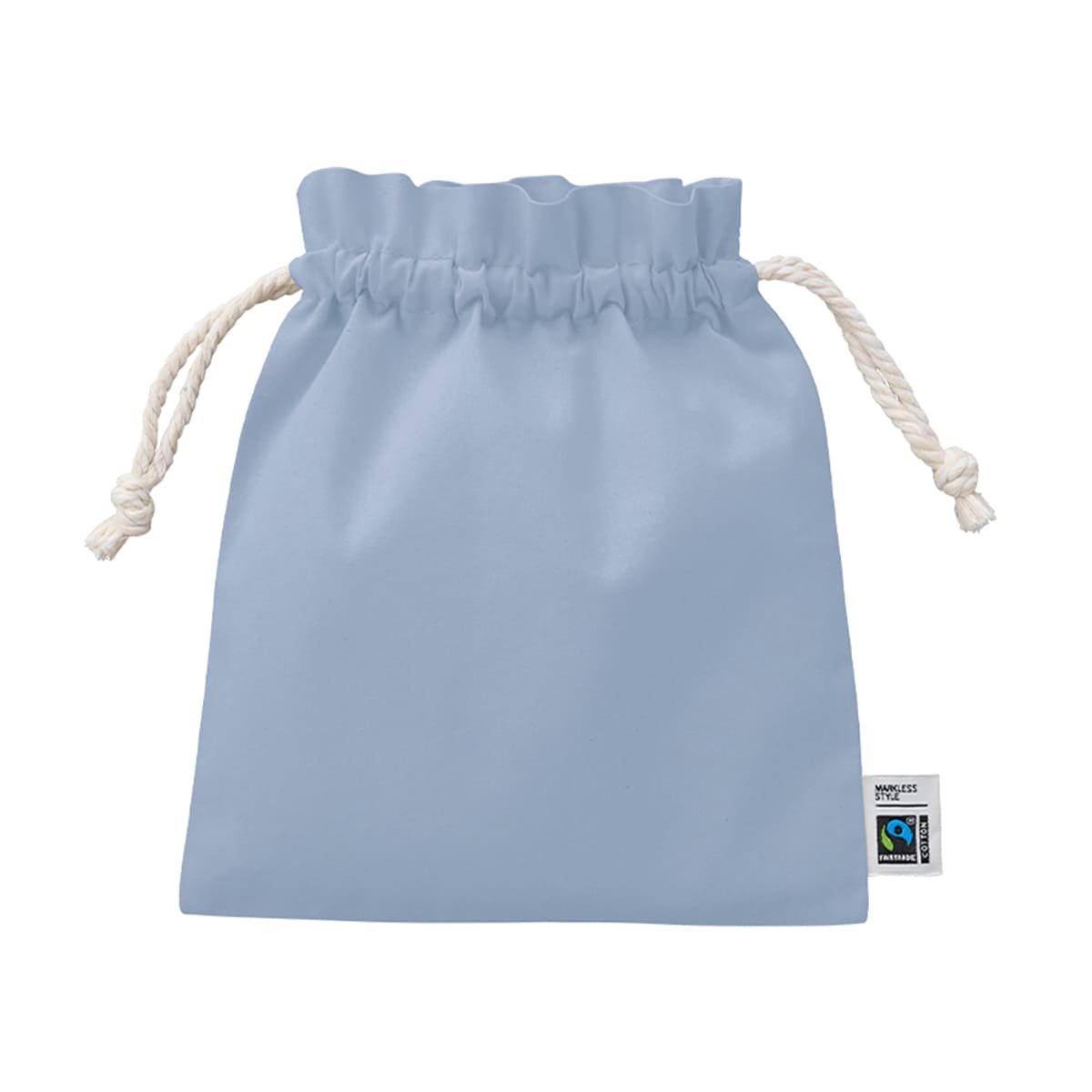 フェアトレードコットンフリル巾着（M） | ノベルティ(小物) | 1枚 | TP-0049 | スモークブルー