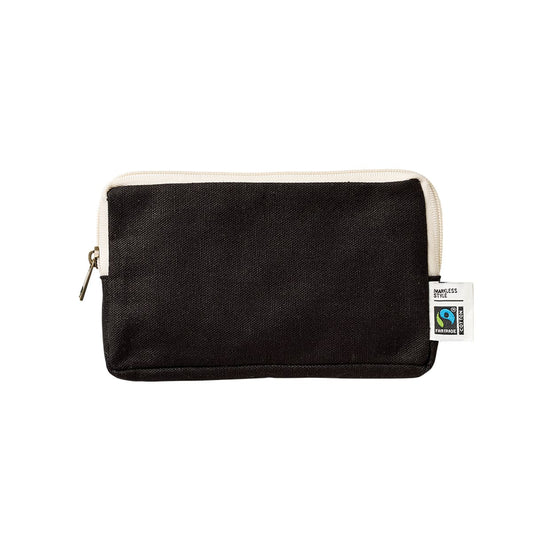 フェアトレードコットンスリムスクエアポーチ（M） | ノベルティ(小物) | 1枚 | TP-0051 | ナイトブラック