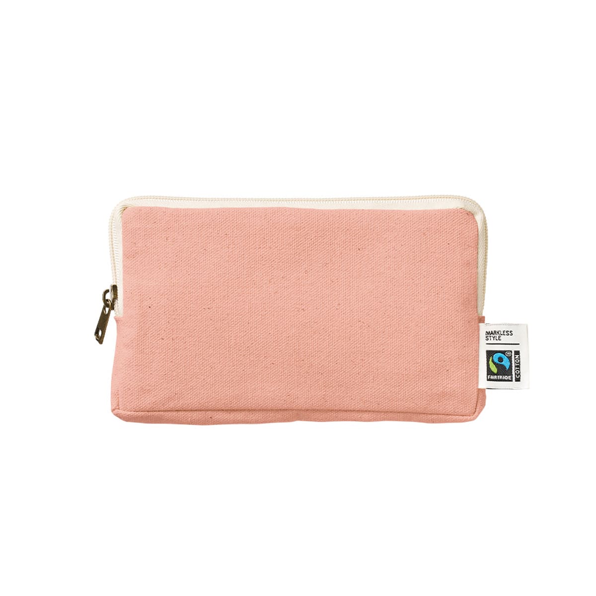 フェアトレードコットンスリムスクエアポーチ（M） | ノベルティ(小物) | 1枚 | TP-0051 | スモーキーピンク