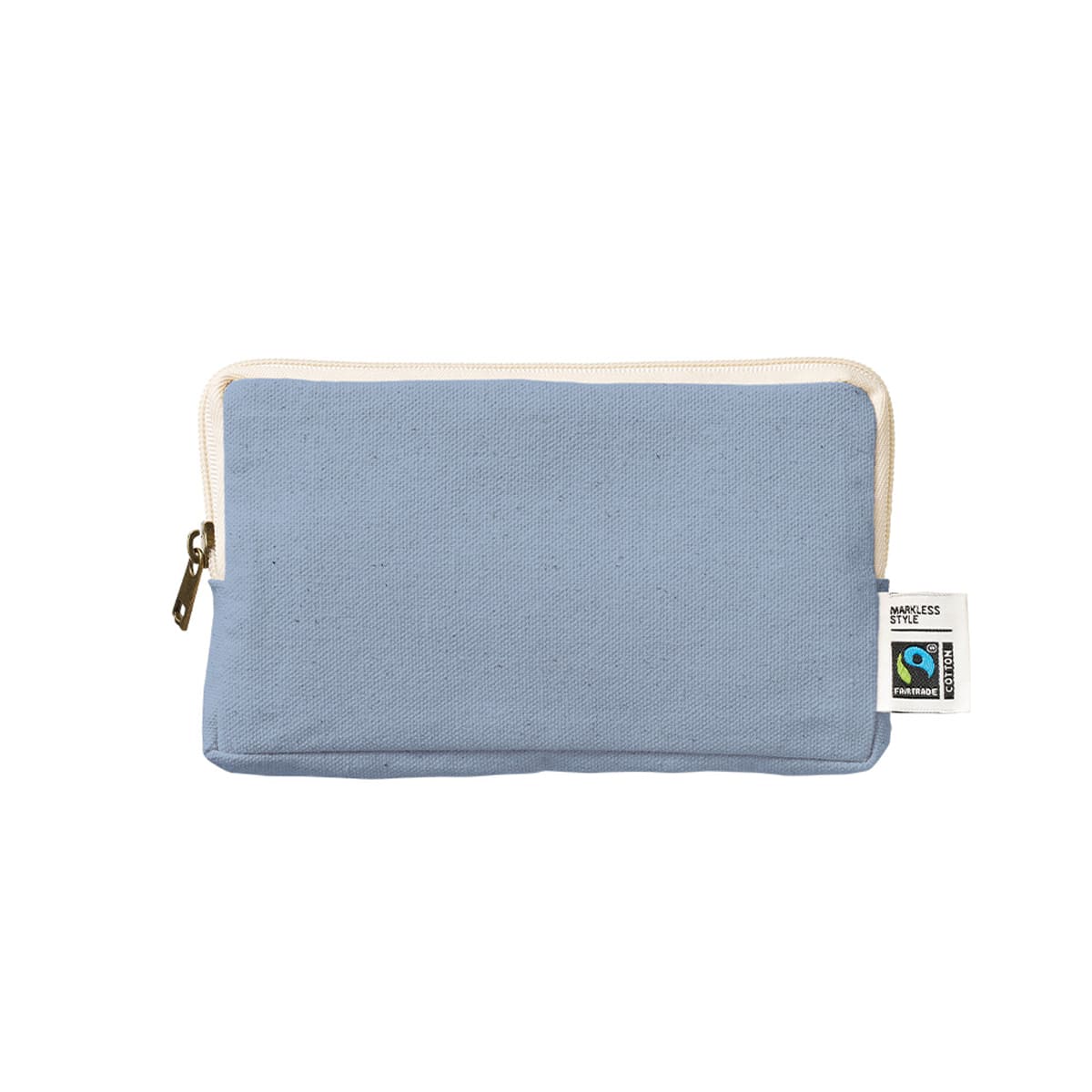 フェアトレードコットンスリムスクエアポーチ（M） | ノベルティ(小物) | 1枚 | TP-0051 | スモーキーブルー