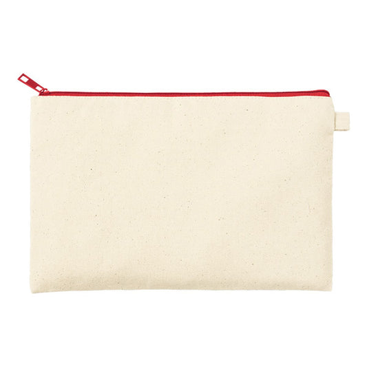 カラーファスナーキャンバスフラットポーチ（M） | ノベルティ(小物) | 1枚 | TP-0054 | レッド
