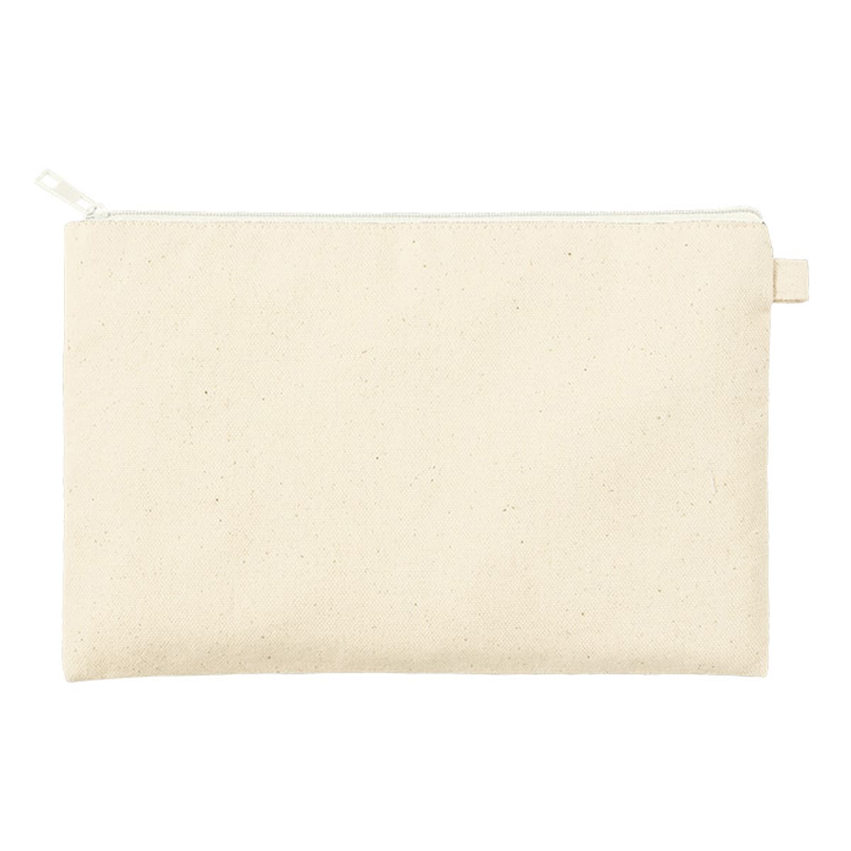 カラーファスナーキャンバスフラットポーチ（M） | ノベルティ(小物) | 1枚 | TP-0054 | ホワイト